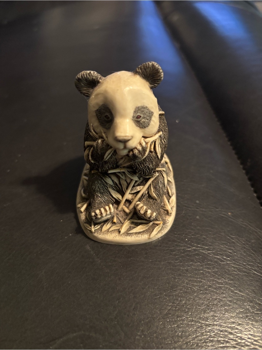 Hand-Painted Panda Figurine in Cream and Black - Decorative Home Accent